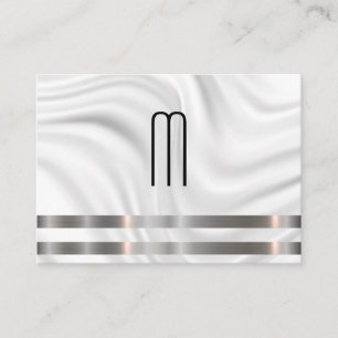 Modern Minimalist Monogram Metallic Trim Drapery Business Card