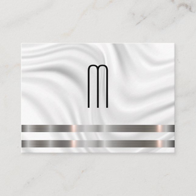 Modern Minimalist Monogram Metallic Trim | Drapery Business Card (Front)