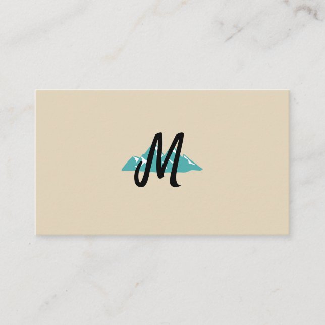Modern Minimalist Monogram Mountain Logo Business Card (Front)