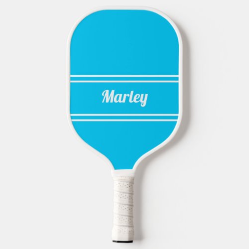 Modern Minimalist Monogram Name Cool Blue Sports Pickleball Paddle