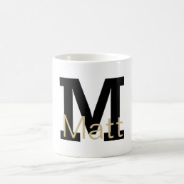 Modern Minimalist Monogram Name Gold Black  Coffee Mug