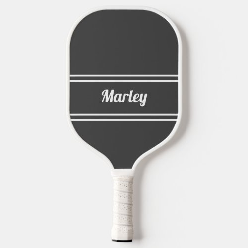 Modern Minimalist Monogram Name Gray Sports Player Pickleball Paddle