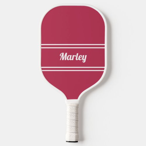 Modern Minimalist Monogram Name Magenta Red Sports Pickleball Paddle