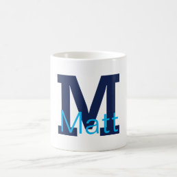 Modern Minimalist Monogram Name Navy Blue Coffee Mug