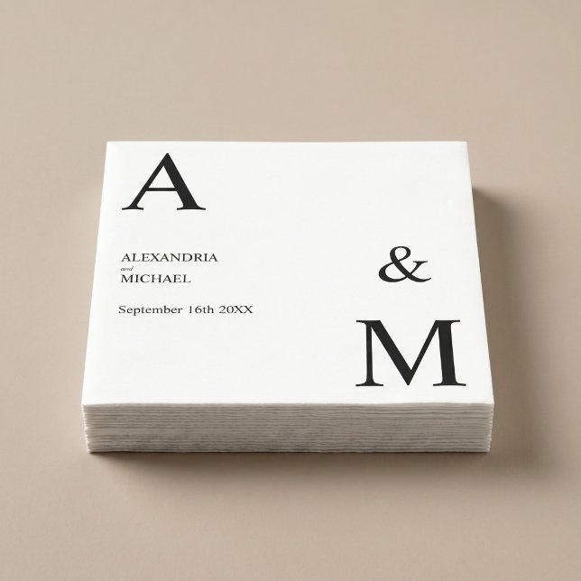 Modern Minimalist Monogram Napkins (Creator Uploaded)