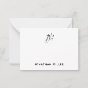 Modern Minimalist Monogram Note Card