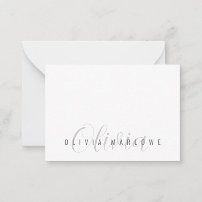 Modern Minimalist Monogram Note Card (Front)