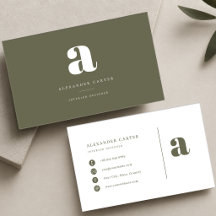 Modern Minimalist Monogram Olive Green Custom