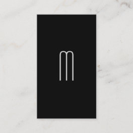 Modern Minimalist Monogram on Black Business Card