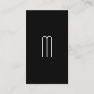 Modern Minimalist Monogram on Black Business Card