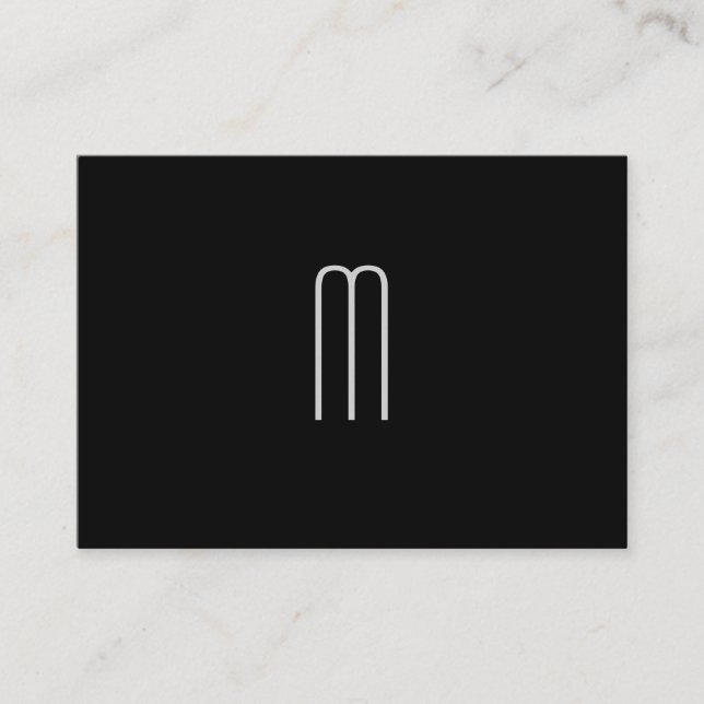 Modern Minimalist Monogram on Black Business Card (Front)