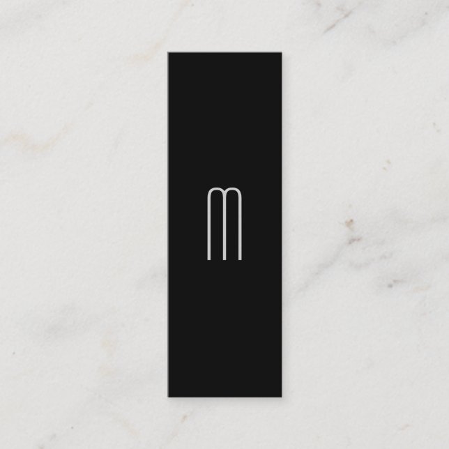 Modern Minimalist Monogram on Black Mini Business Card (Front)