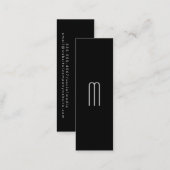 Modern Minimalist Monogram on Black Mini Business Card (Front/Back)