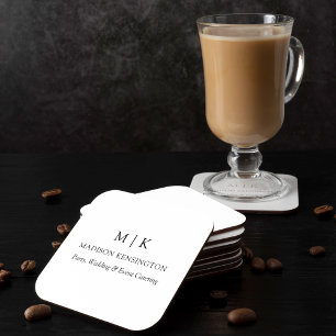 Modern Minimalist Monogram or Add Logo Business Beverage Coaster