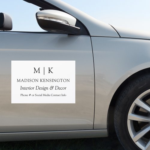 Modern Minimalist Monogram or Add Logo Business Car Magnet