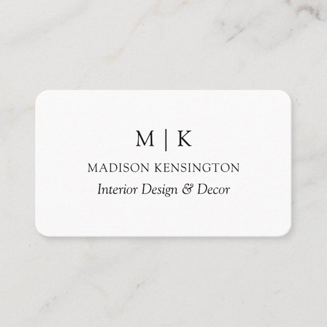 Modern Minimalist Monogram or Add Logo Business Card (Front)