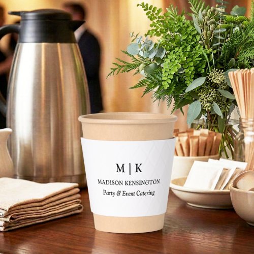 Modern Minimalist Monogram or Add Logo Business Coffee Cup Sleeve