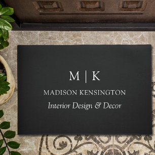 Modern Minimalist Monogram or Add Logo Business Doormat