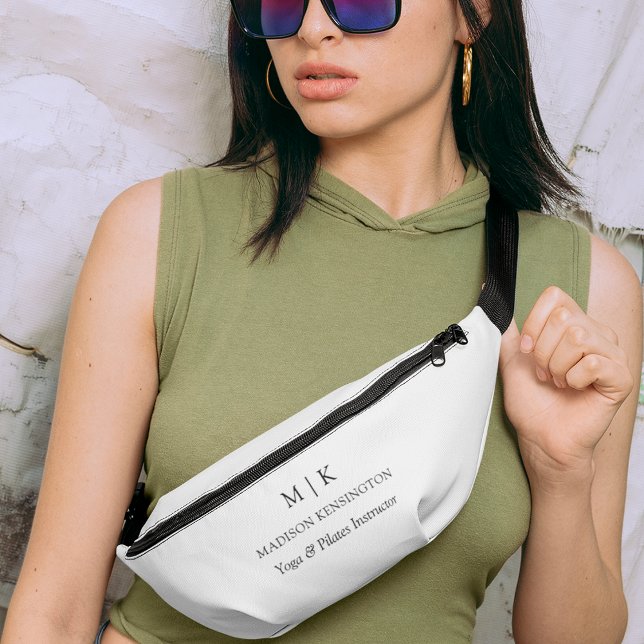Modern Minimalist Monogram or Add Logo Business Fanny Pack (Edit to Customize text, colors and more.)