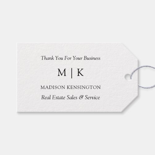 Modern Minimalist Monogram or Add Logo Business Gift Tags