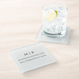 Modern Minimalist Monogram or Add Logo Business Glass Coaster