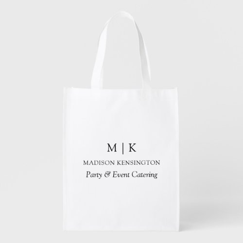 Modern Minimalist Monogram or Add Logo Business  Grocery Bag