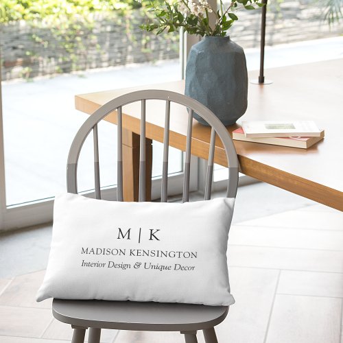 Modern Minimalist Monogram or Add Logo Business Lumbar Pillow