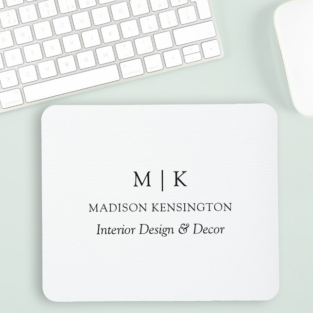 Modern Minimalist Monogram or Add Logo Business Mouse Pad (Edit to Customize text, colors and more)