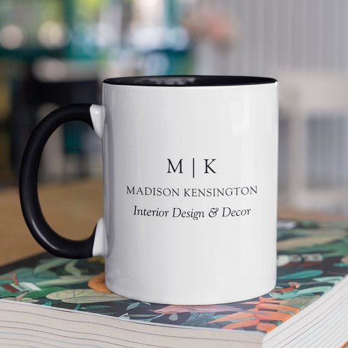 Modern Minimalist Monogram or Add Logo Business Mug