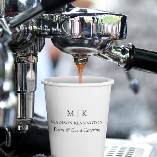 Modern Minimalist Monogram or Add Logo Business Paper Cups