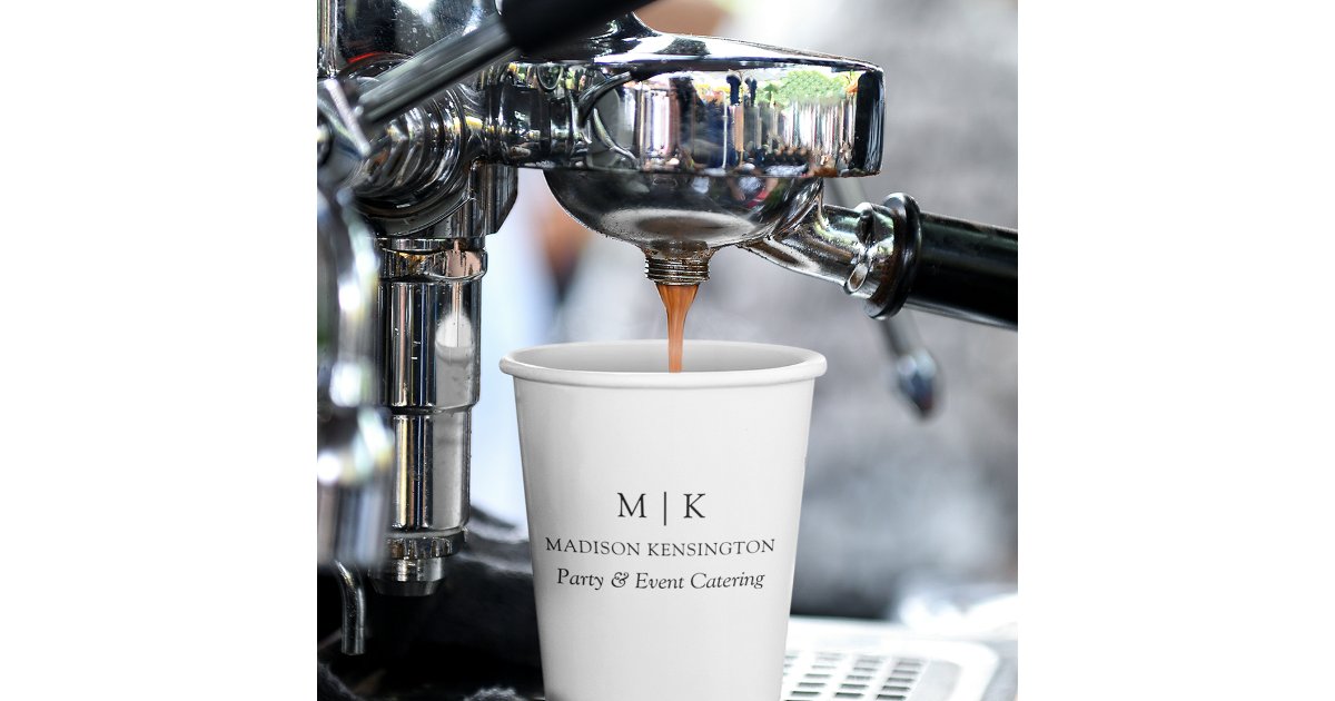 Modern Minimalist Monogram or Add Logo Business Paper Cups | Zazzle
