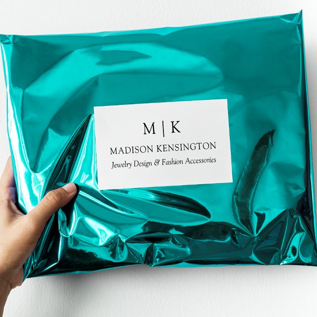 Modern Minimalist Monogram or Add Logo Business Rectangular Sticker (Edit to Customize text, colors and more)