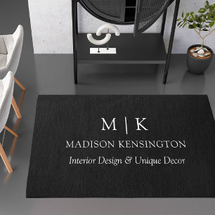 Modern Minimalist Monogram or Add Logo Business Rug