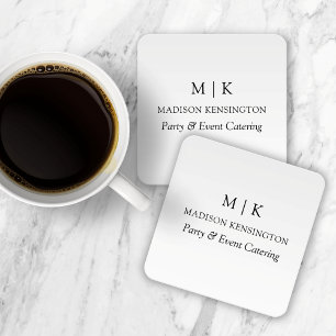 Modern Minimalist Monogram or Add Logo Business Square Paper Coaster