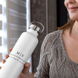 Modern Minimalist Monogram or Add Logo Business Water Bottle<br><div class="desc">Modern Minimalist Drink Water Bottle. Black & White or choose your custom colors. Perfect for small business, company brands, self employed, caterers, bakeries, coffee cafes, restaurants, customer advertising and more. Easy to personalize with your monogram initials, business name and information, job title, slogan or even add your logo or personal...</div>