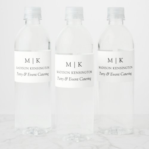 Modern Minimalist Monogram or Add Logo Business Water Bottle Label