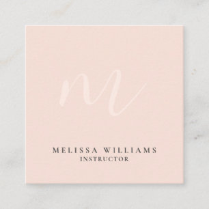 Modern Minimalist Monogram Pastel Blush Luxe Square Business Card