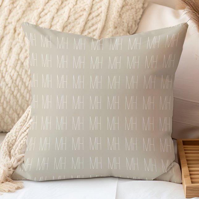 Modern Minimalist Monogram Pattern Throw Pillow (Creator Uploaded)