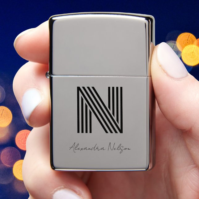 Modern Minimalist Monogram Personalized Zippo Lighter (Creator Uploaded)