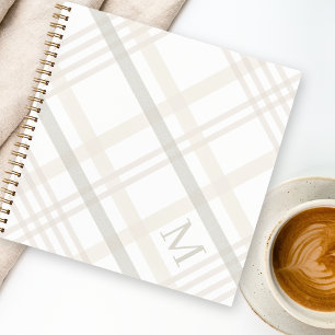 Modern Minimalist Monogram Plaid Sketchbook Notebook