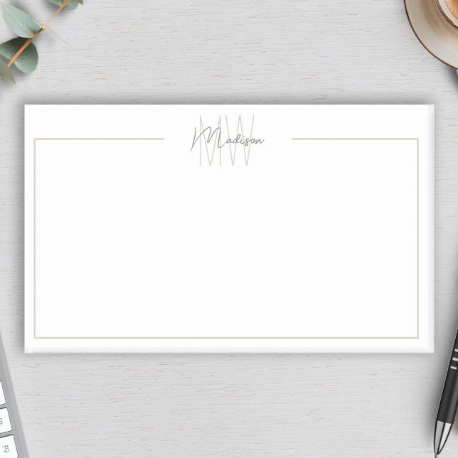 Modern Minimalist Monogram Post-it Notes (Modern Minimalist Monogram Post-it Notes by MINTIC DESIGN STUDIO)