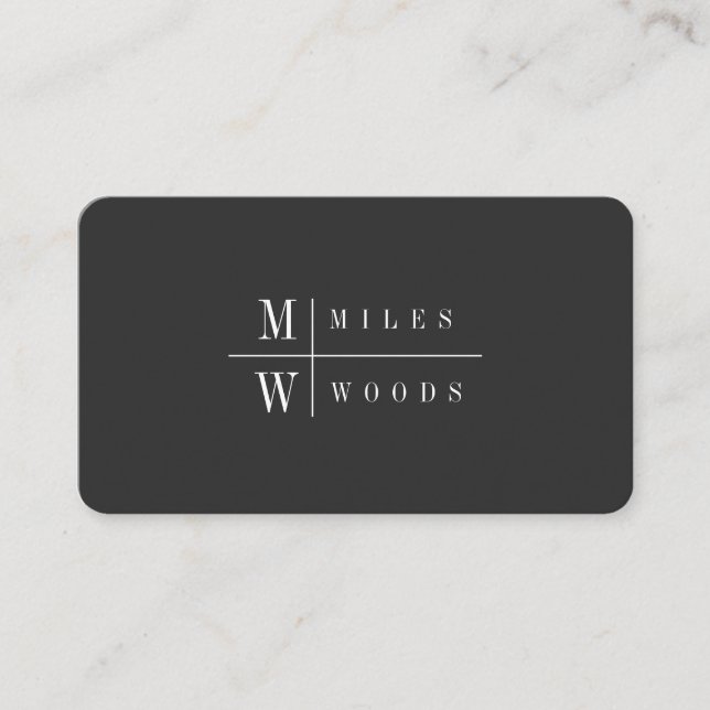 Modern Minimalist Monogram Professional Business Card (Front)