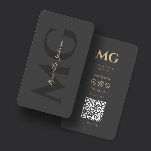 Modern Minimalist Monogram Professional Marketing Business Card