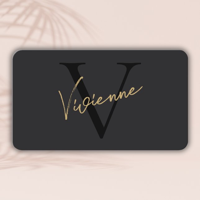 Modern Minimalist Monogram Professional Rounded Business Card (Modern Minimalist Monogram Professional Rounded Business Card)