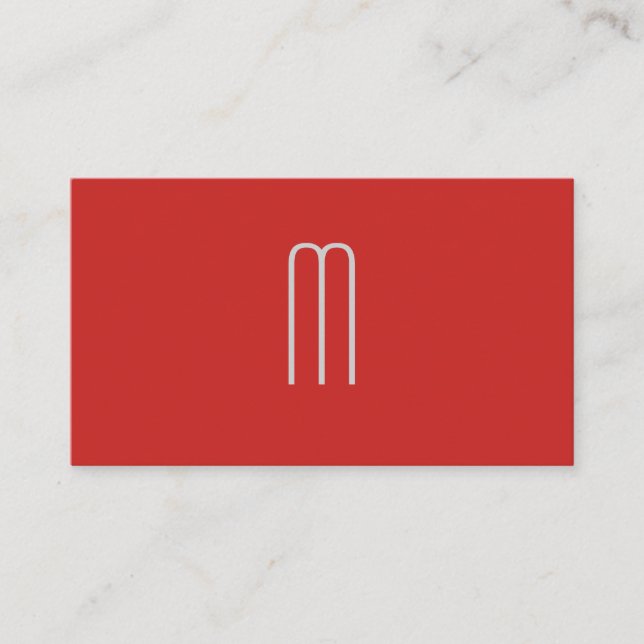Modern Minimalist Monogram Red Black Business Card (Front)