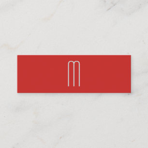 Modern Minimalist Monogram Red Black Mini Business Card