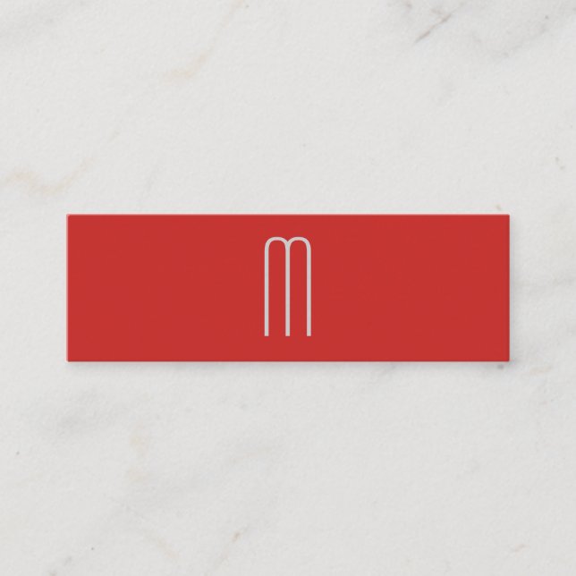 Modern Minimalist Monogram Red Black Mini Business Card (Front)