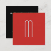 Modern Minimalist Monogram Red Black Square Business Card (Front/Back)