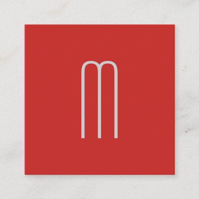 Modern Minimalist Monogram Red Black Square Business Card (Front)
