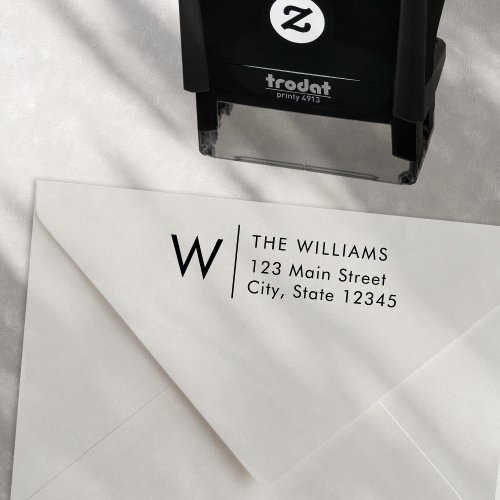 Modern Minimalist Monogram Return Address Self_inking Stamp